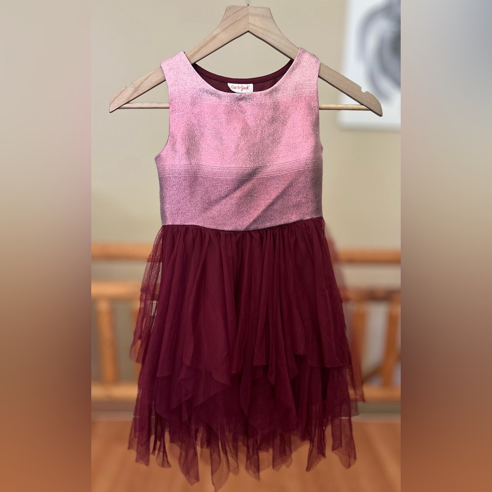 Cat & Jack Burgundy and Pink Dress